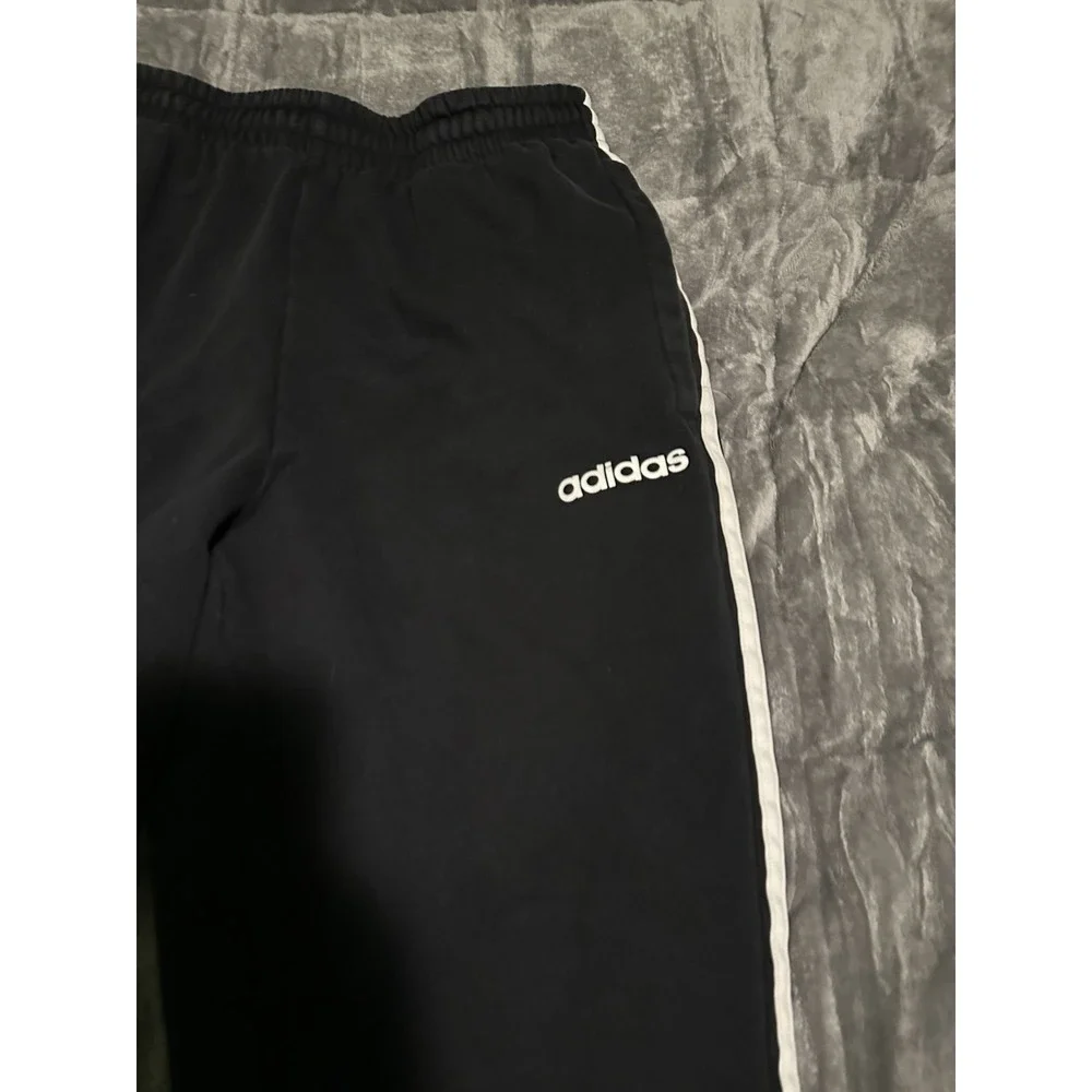Adidas Mens Medium 3 Stripe Black Fleece‎ Straight Sweatpants
